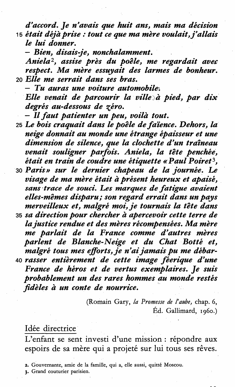 Prévisualisation du document Romain Gary (1914-1980), La Promesse de l'aube [«Tu seras ambassadeur!»]