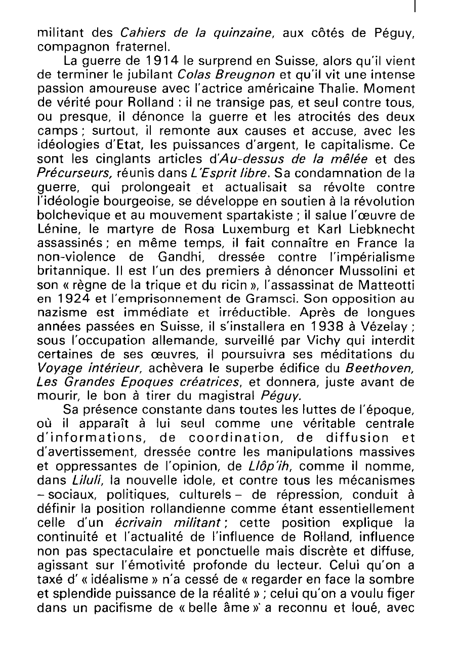Prévisualisation du document Romain Rolland avant 1914 (histoire littéraire)