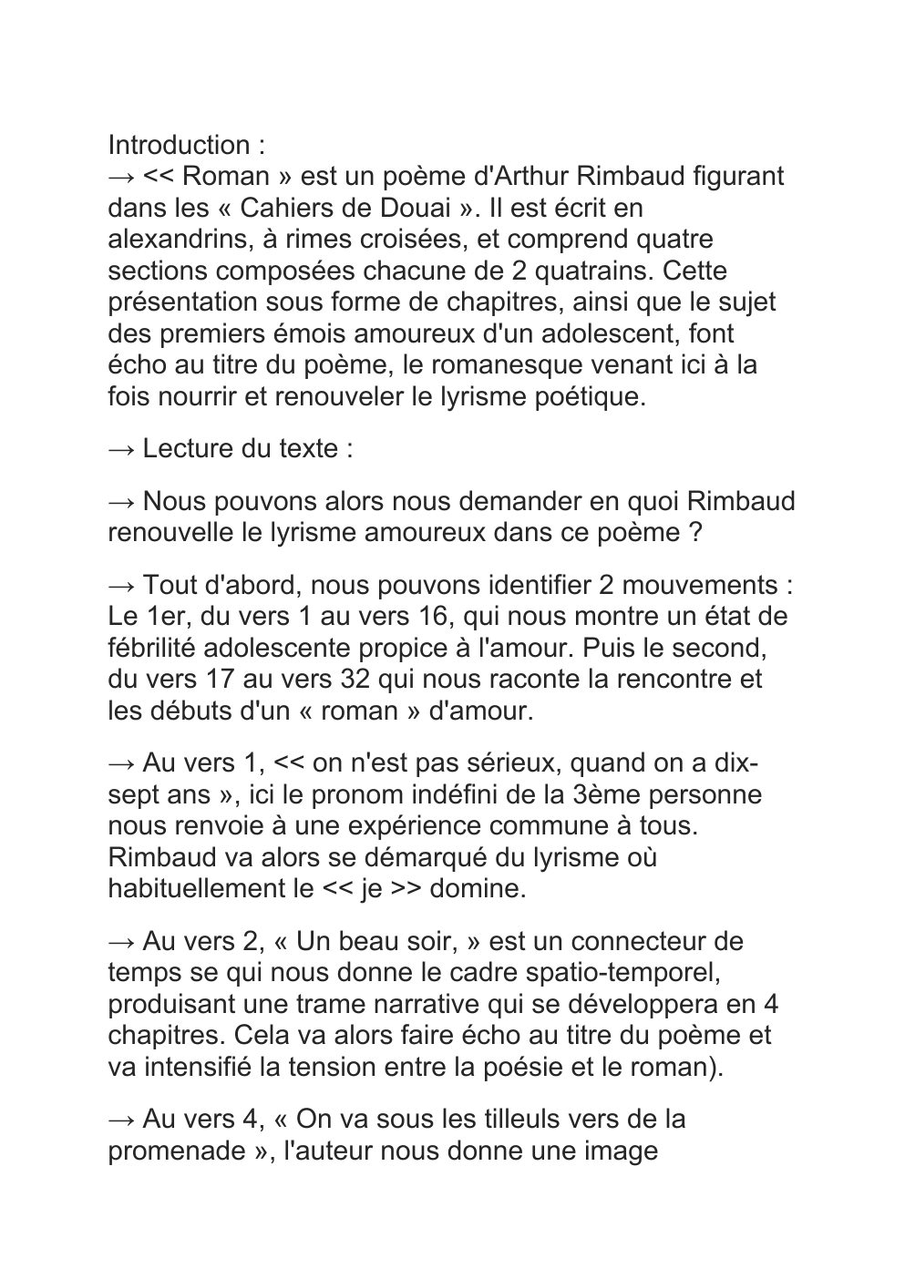 Prévisualisation du document Roman de Rimbaud étude linéaire