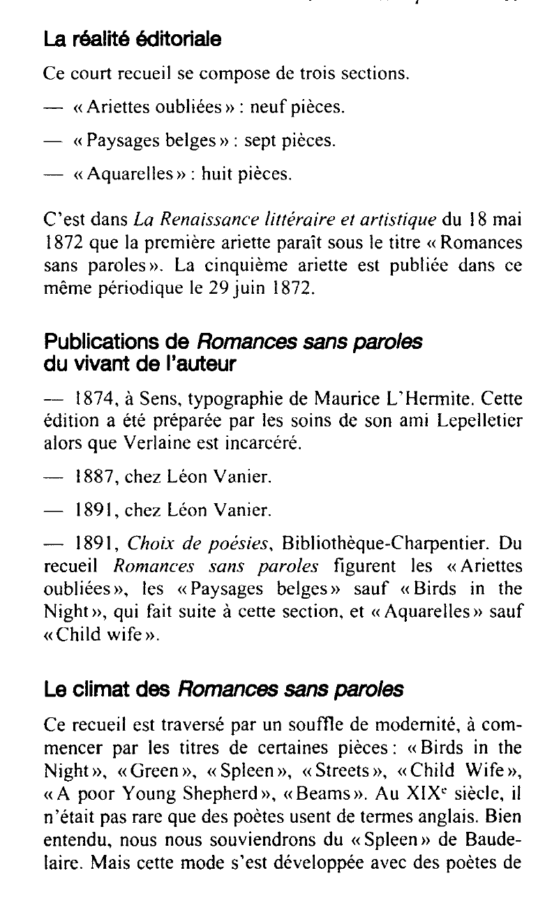Prévisualisation du document Romances sans paroles de Verlaine (fiche de lecture)