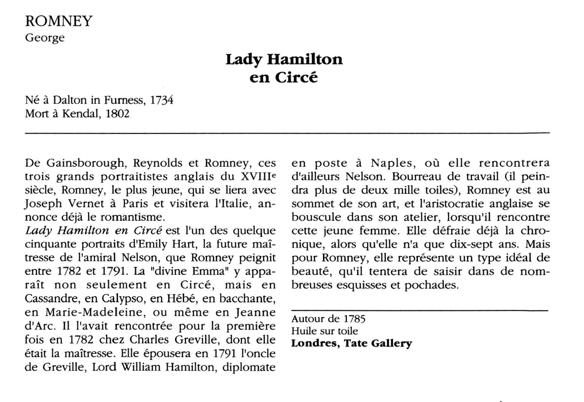 Prévisualisation du document ROMNEY George : Lady Hamilton en Circé