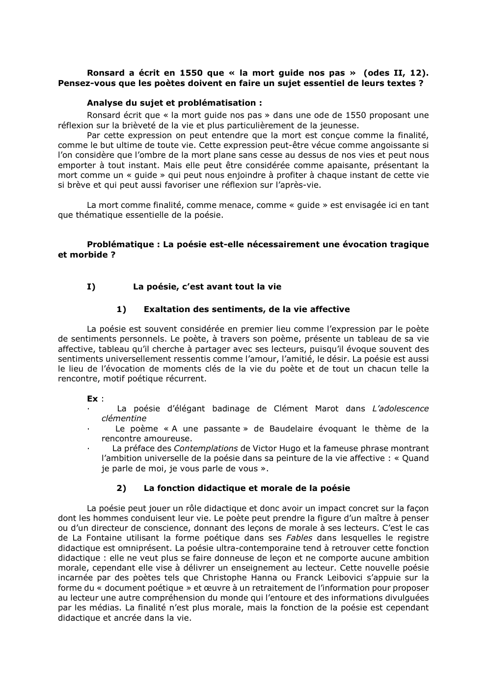 Prévisualisation du document Ronsard a écrit en 1550 que « la mort guide nos pas » (odes II, 12).
Pensez-vous que les poètes...