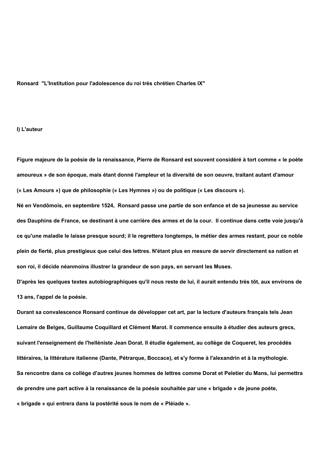 Prévisualisation du document Ronsard  "L&#8217;Institution pour l&#8217;adolescence du roi très chrétien Charles IX"