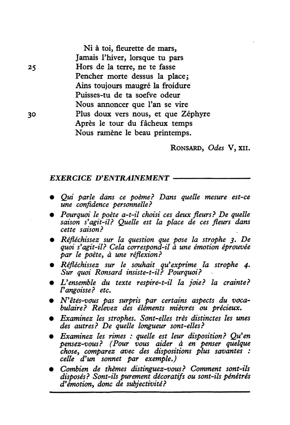 Prévisualisation du document RONSARD: LA ROSE ET LA VIOLETTE DE MARS (RONSARD, Odes V, XII)