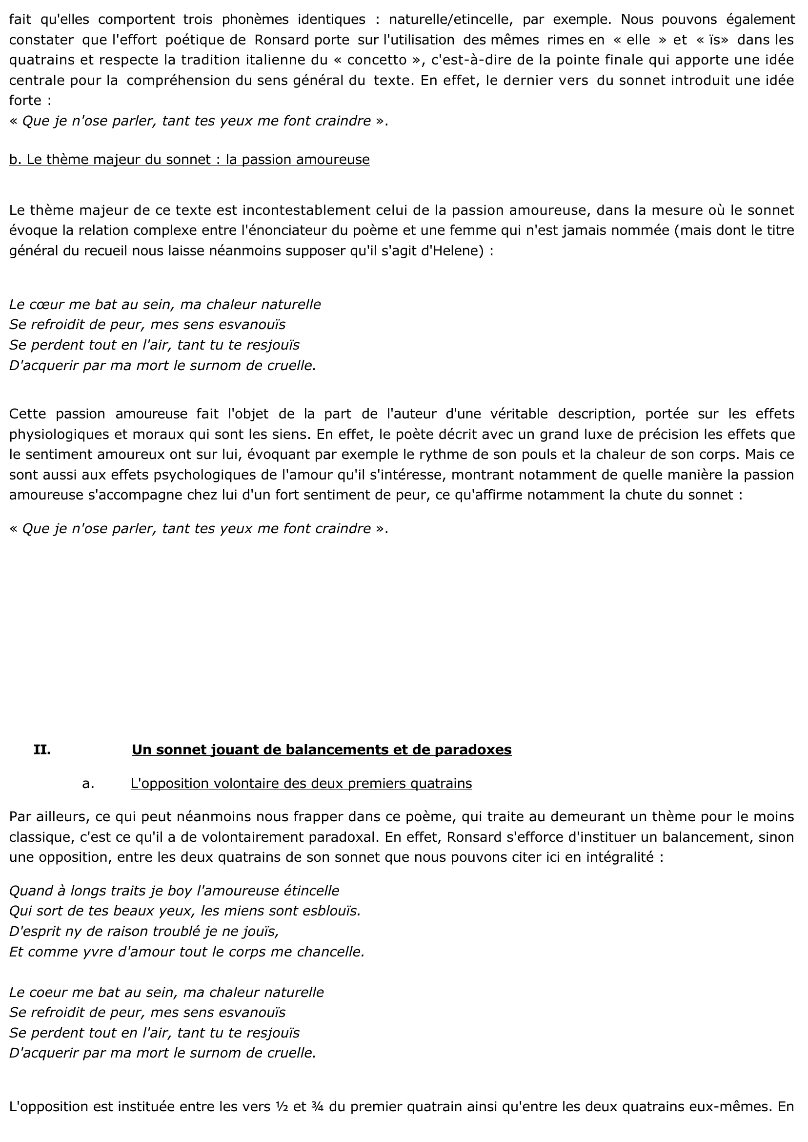 Prévisualisation du document Ronsard, Sonnets pour Hélène I, 2