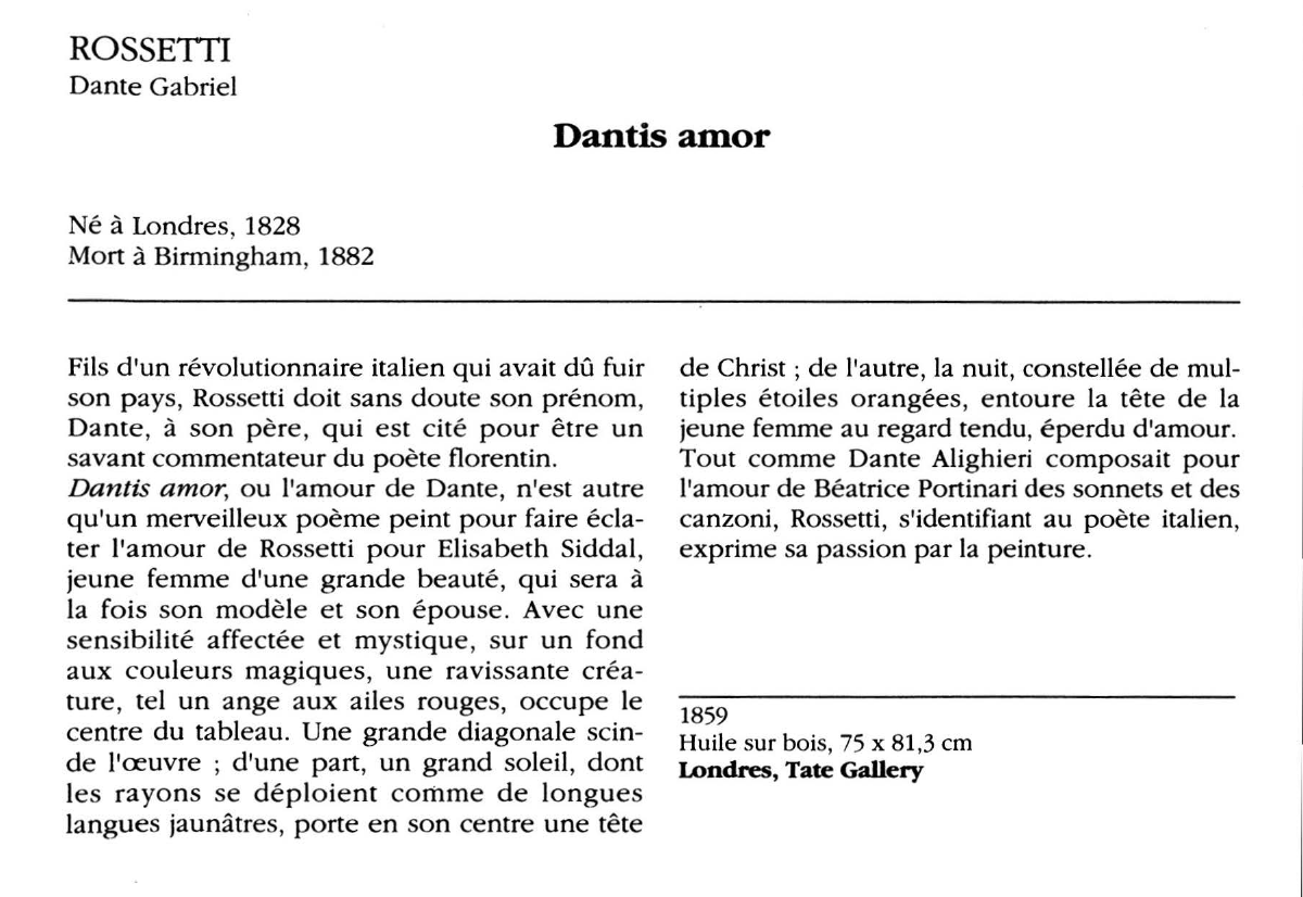 Prévisualisation du document ROSSETTI Dante Gabriel : Dantis amor