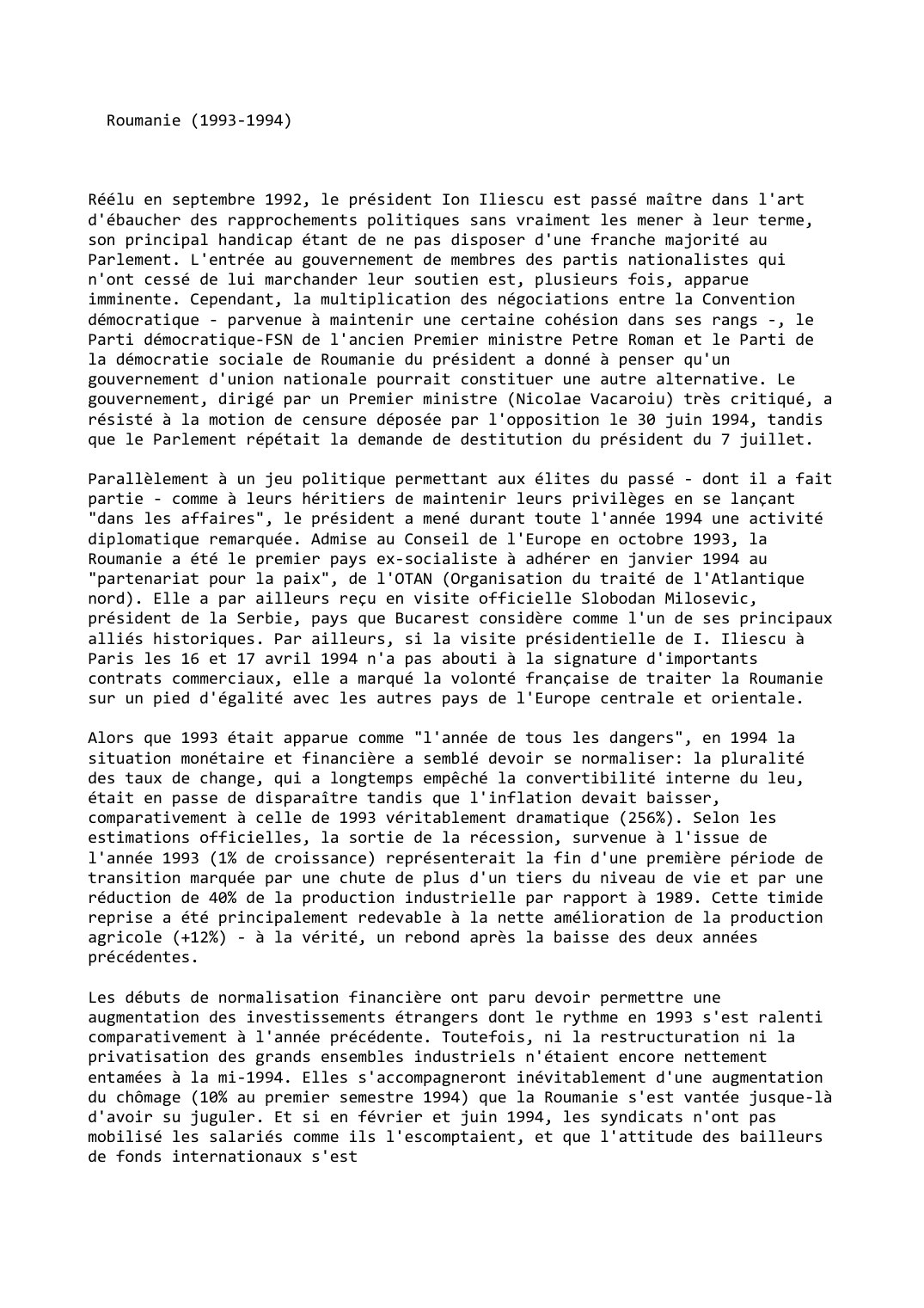 Prévisualisation du document Roumanie (1993-1994)