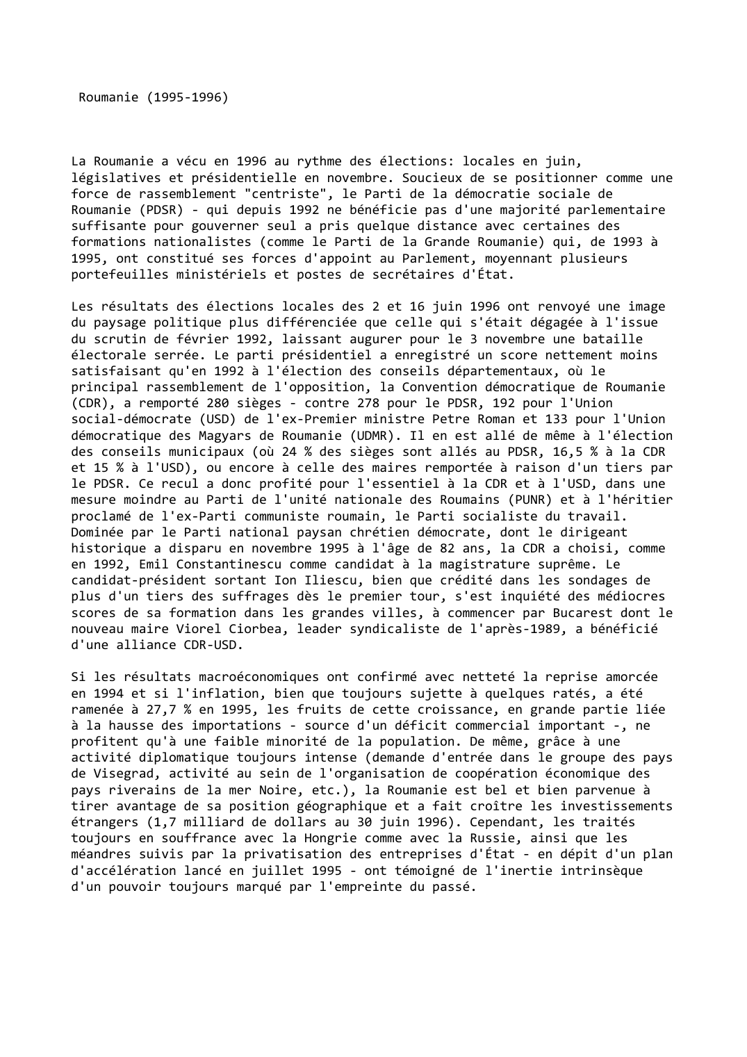 Prévisualisation du document Roumanie (1995-1996)