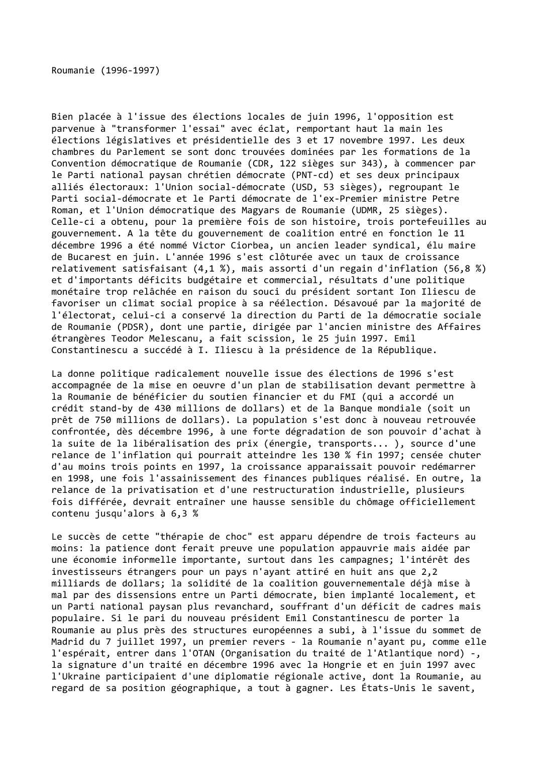 Prévisualisation du document Roumanie (1996-1997)