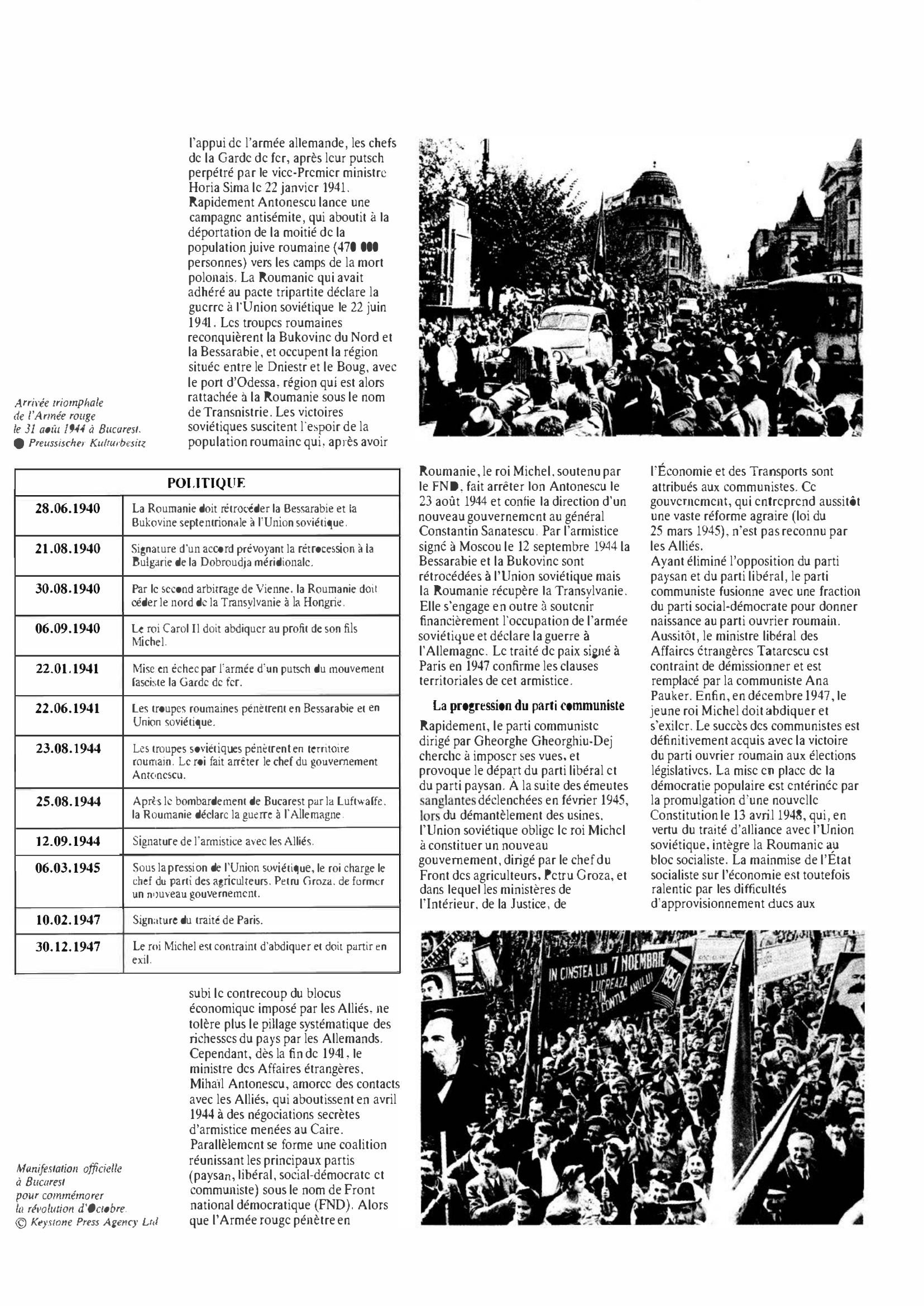 Prévisualisation du document Roumanie de 1940 à 1949 : Histoire