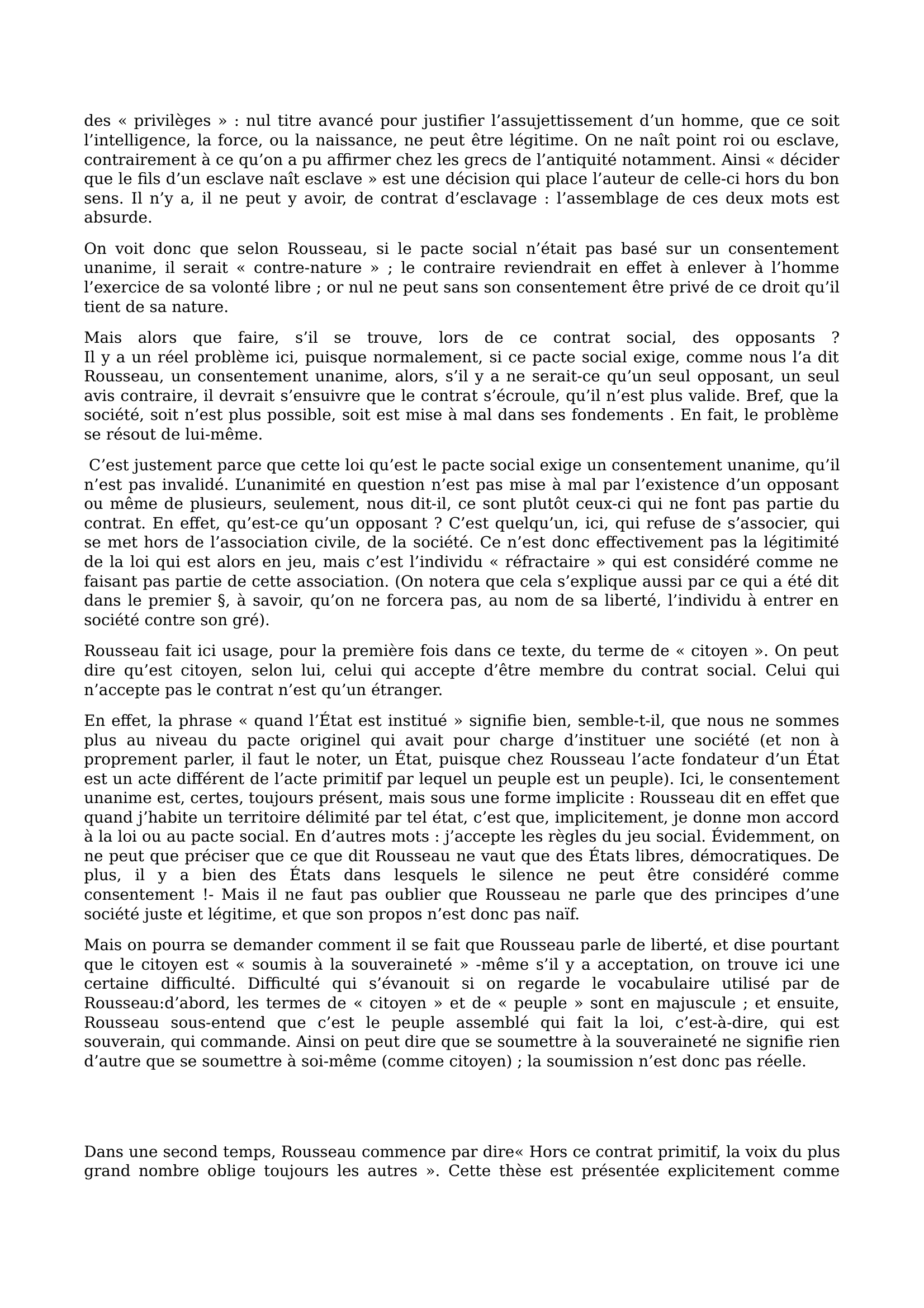 Prévisualisation du document Rousseau, Du contrat social, livre IV, chapitre II, des suffrages
