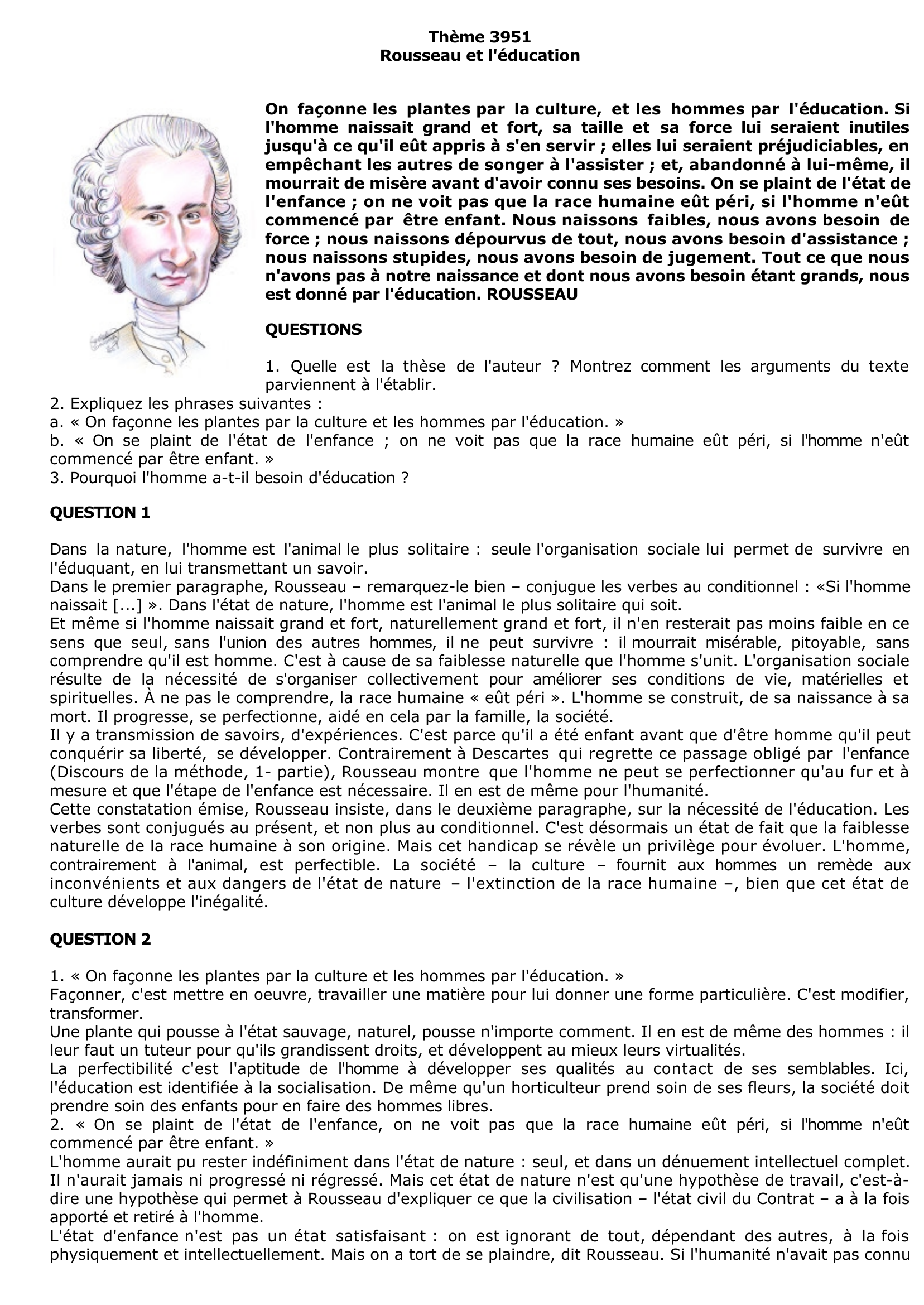Prévisualisation du document Rousseau et l'éducation