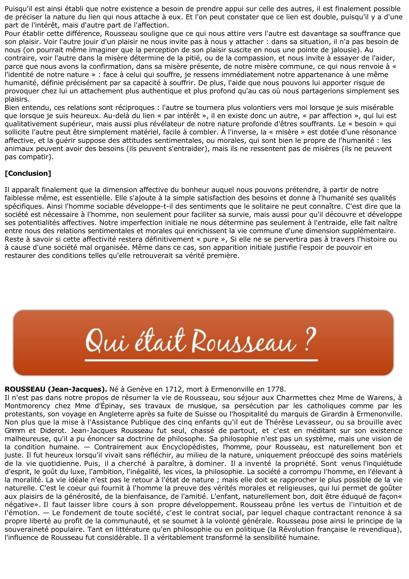 Prévisualisation du document ROUSSEAU: Faiblesse et sociabilité