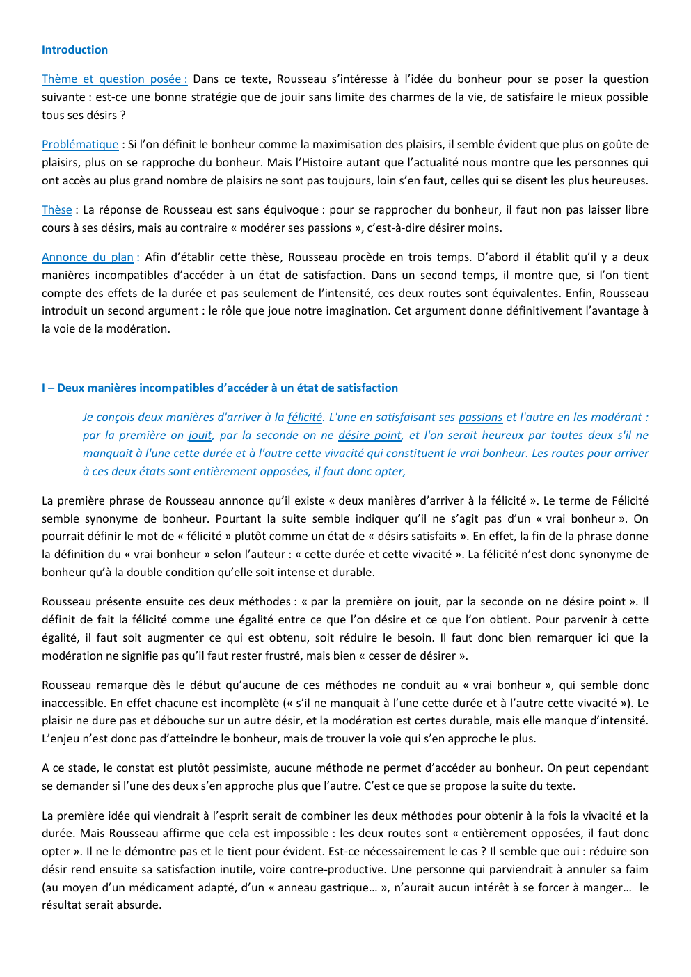 Prévisualisation du document Rousseau , Félicité et Bonheur dans les passions