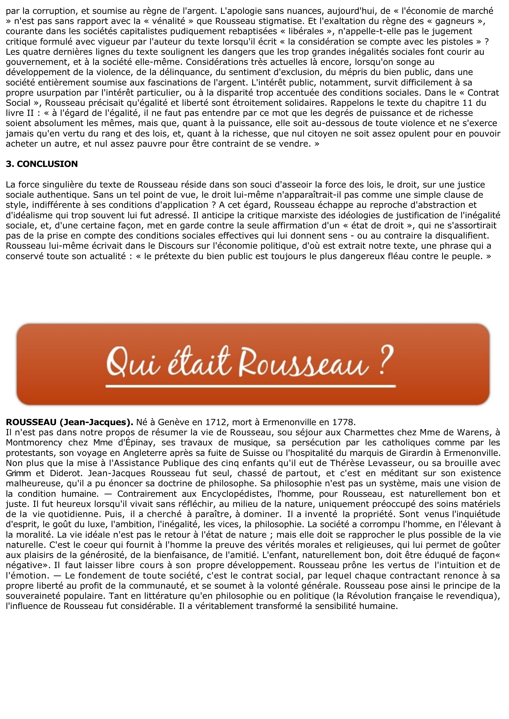 Prévisualisation du document ROUSSEAU: Gouvernement et Fortune