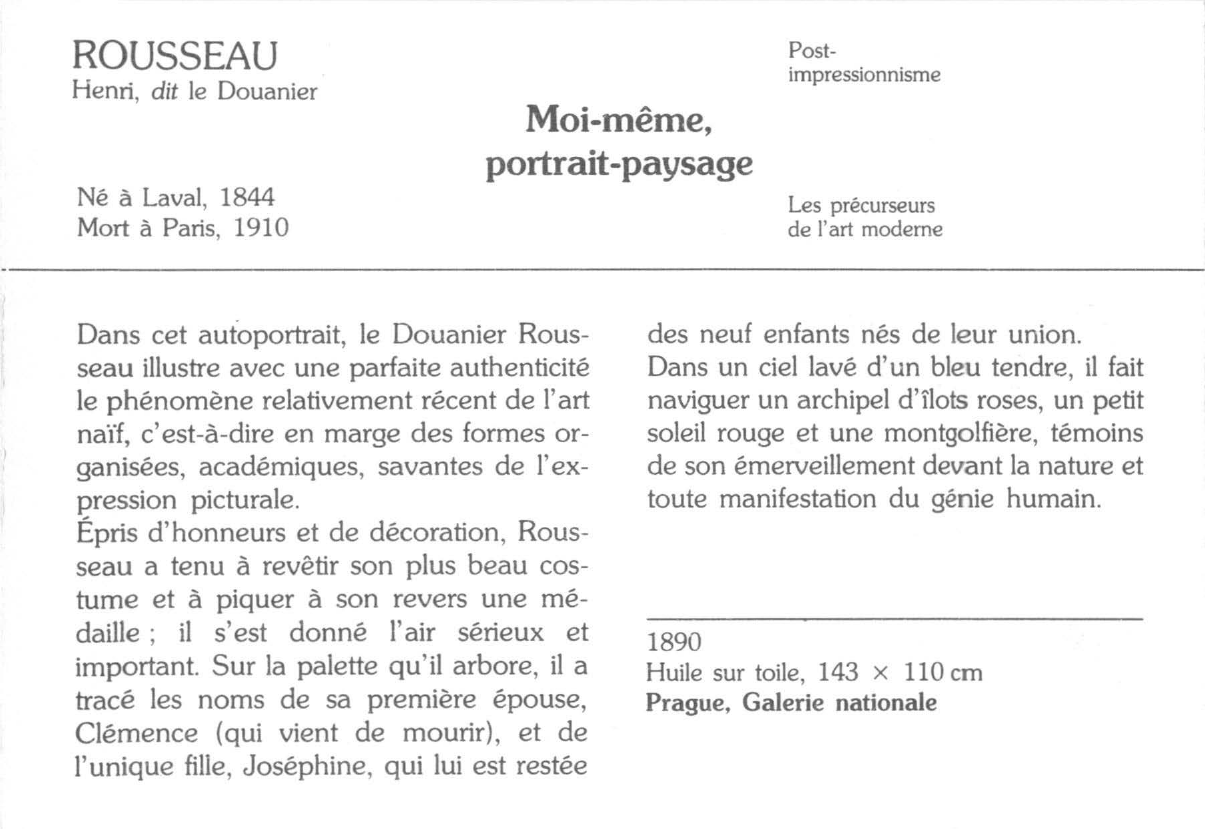Prévisualisation du document ROUSSEAU Henri, dit le Douanier : Moi-même, portrait-paysage