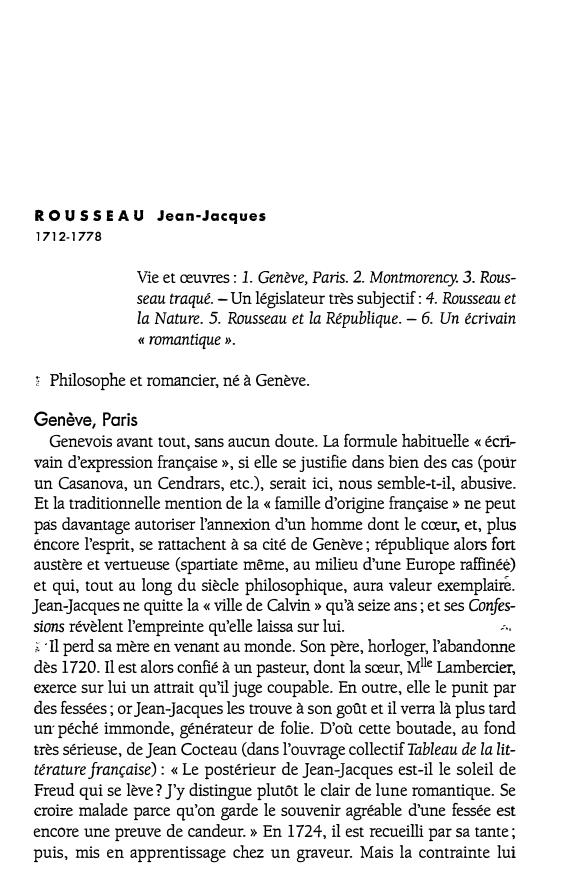 Prévisualisation du document ROUSSEAU Jean-Jacques: vie et oeuvre