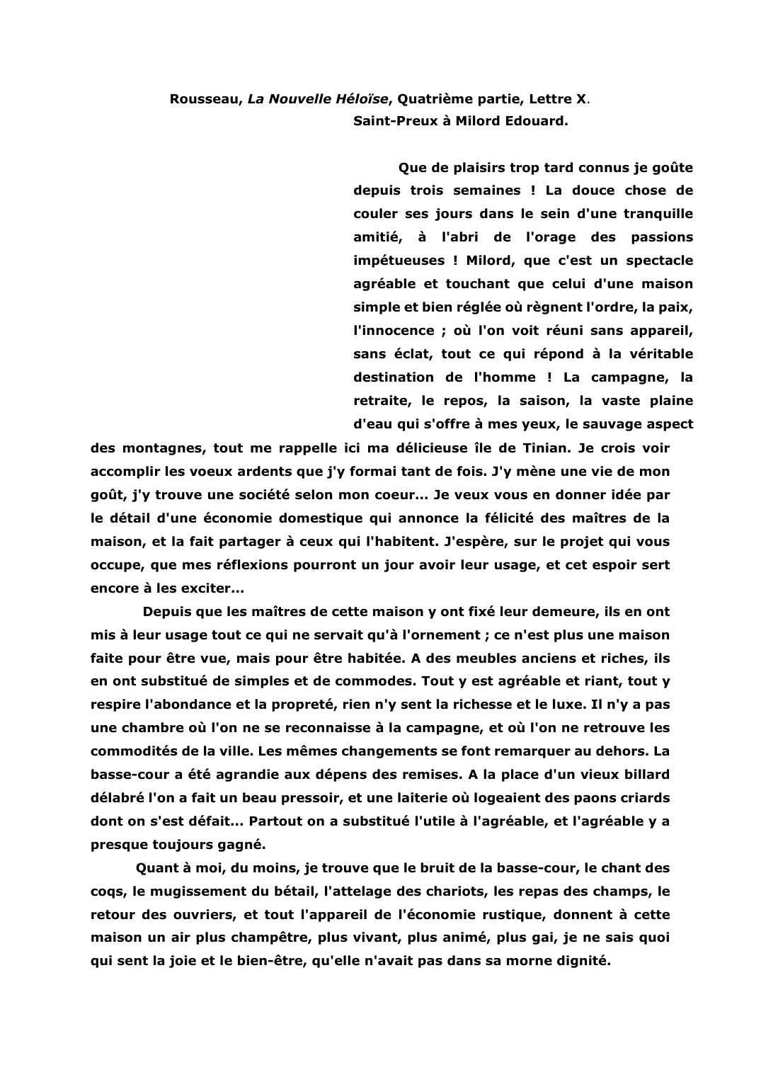 Prévisualisation du document Rousseau, La Nouvelle Héloïse, Quatrième partie, Lettre X.