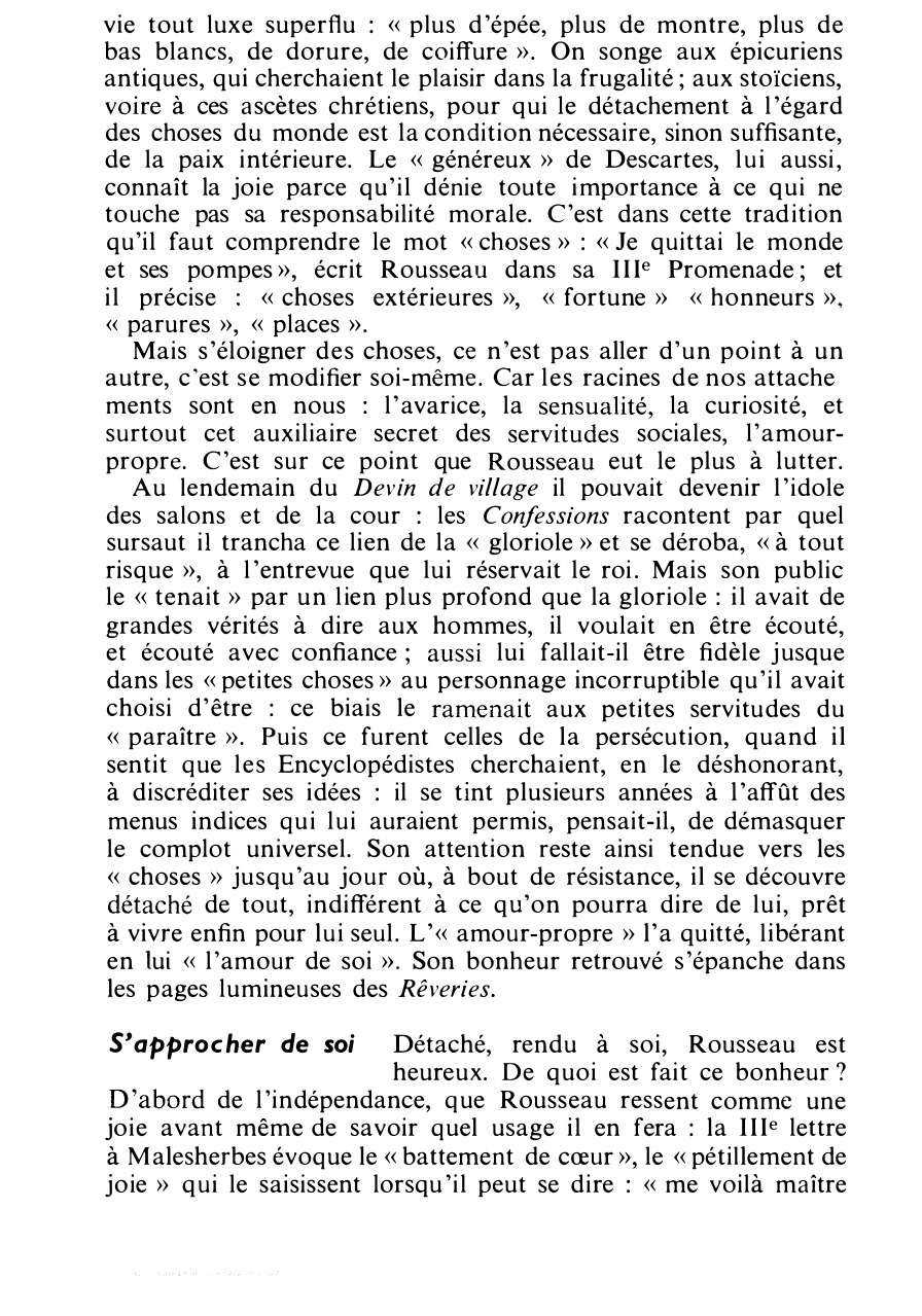 Prévisualisation du document Rousseau : « On ne peut être heureux sur la terre qu’à proportion qu’on s’éloigne des choses et qu’on se rapproche de soi. »