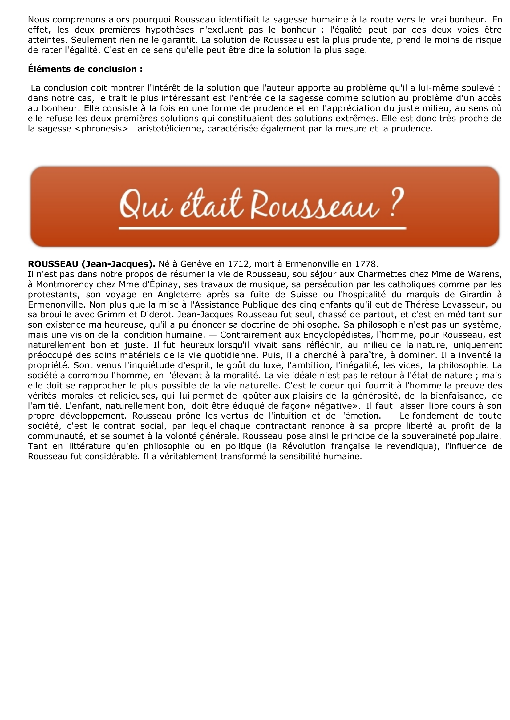Prévisualisation du document Rousseau: Sagesse et bonheur