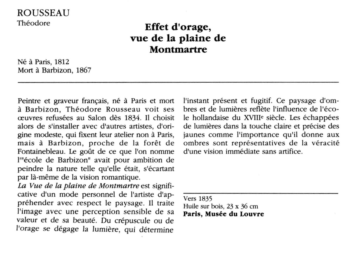 Prévisualisation du document ROUSSEAU Théodore : Effet d'orage, vue de la plaine de Montmartre