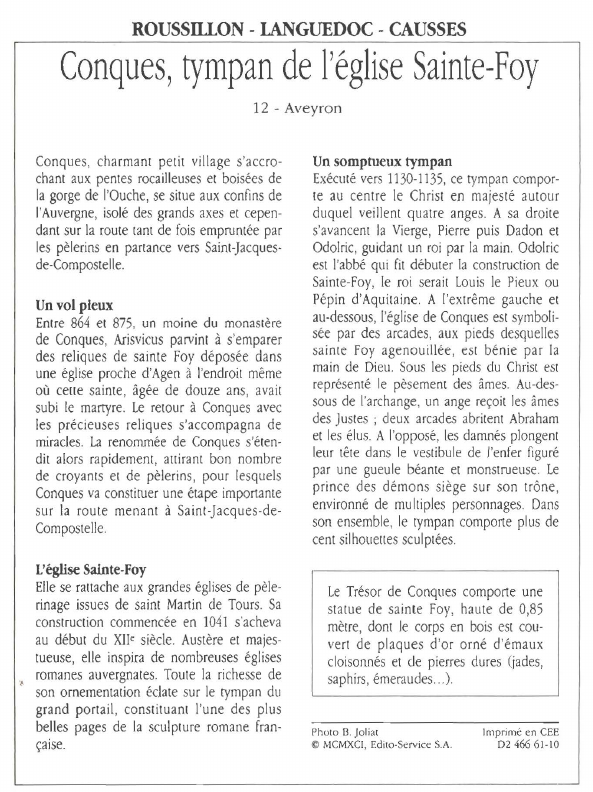 Prévisualisation du document ROUSSILLON - LANGUEDOC - CAUSSESConques, tympan de l'église Sainte-Foy.