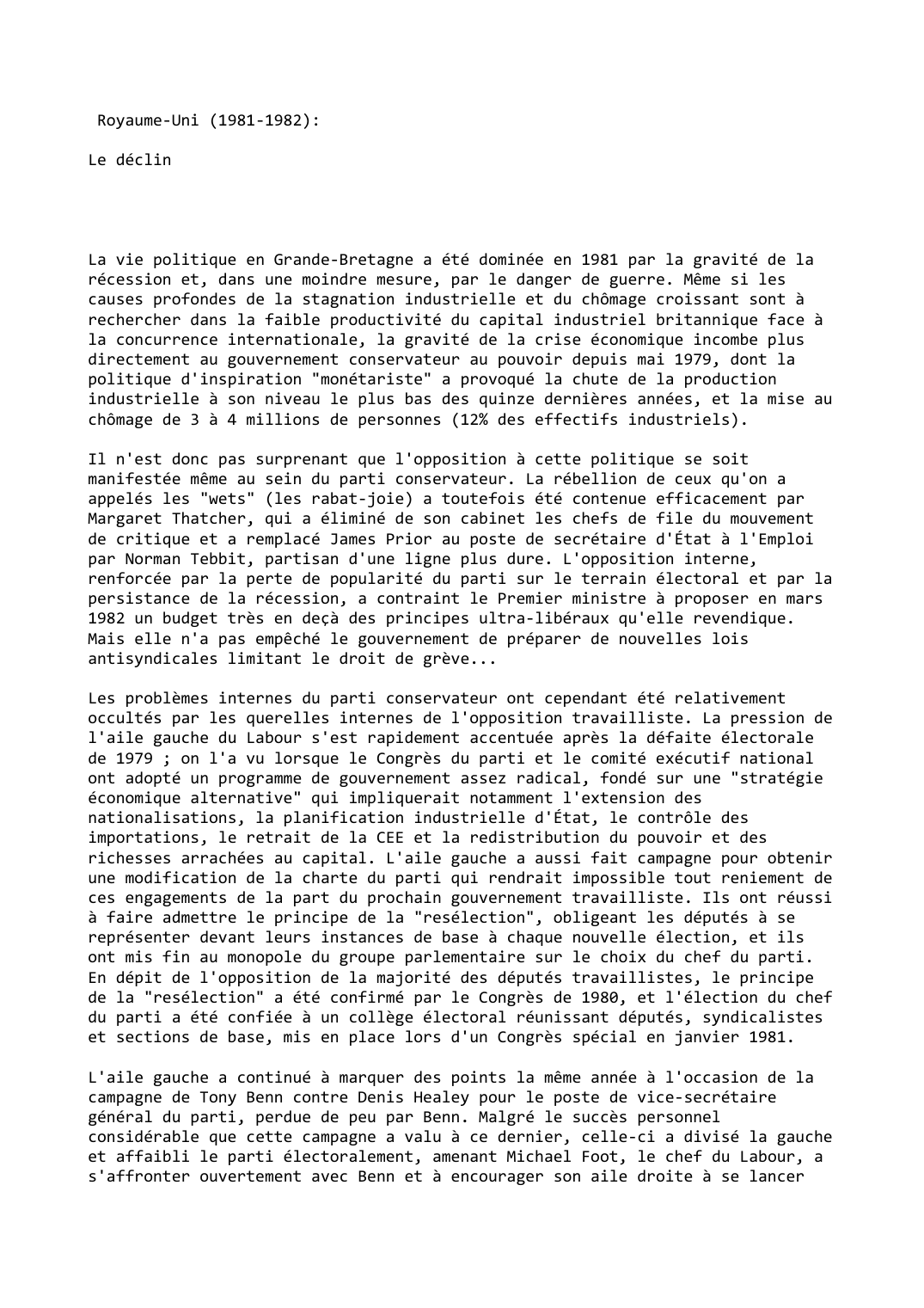 Prévisualisation du document Royaume-Uni (1981-1982):

Le déclin