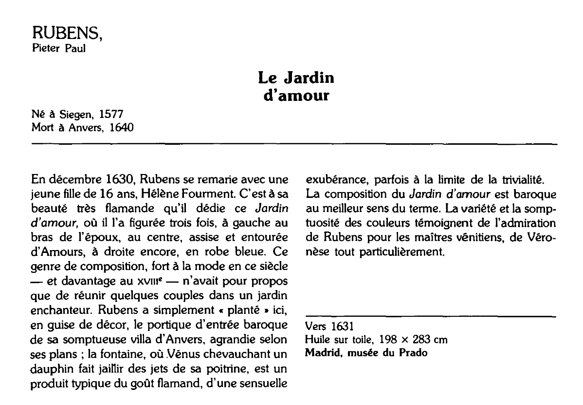 Prévisualisation du document RUBENS, Pieter Paul : Le Jardin d'amour