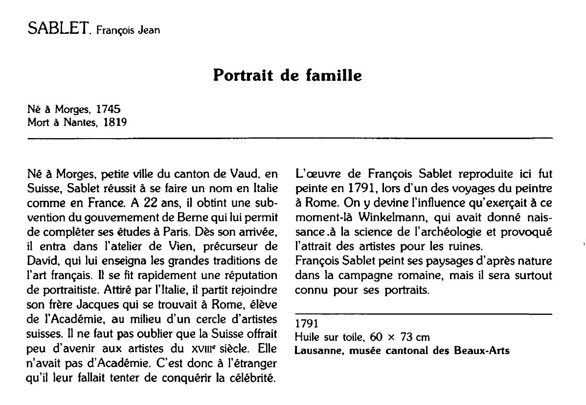 Prévisualisation du document SABLET. François Jean : Portrait de famille