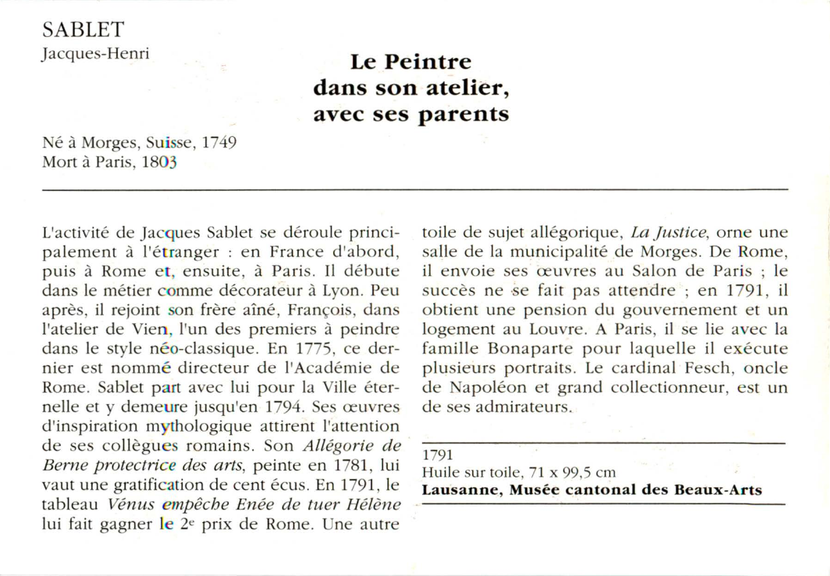 Prévisualisation du document SABLET Jacques-Henri : Le Peintre dans son atelier, avec ses parents