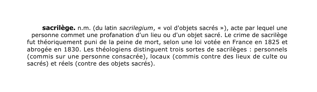 Prévisualisation du document sacrilège.