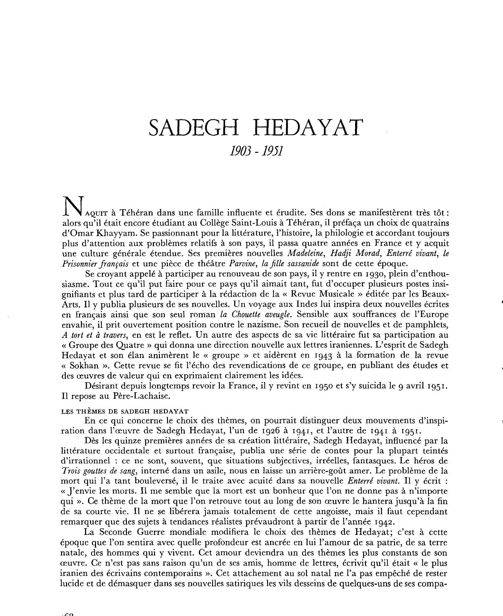 Prévisualisation du document SADEGH HEDAYAT