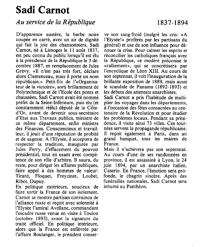 Prévisualisation du document Sadi CarnotAu service de la République.