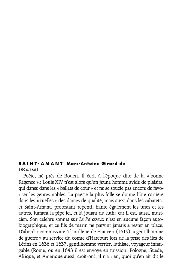 Prévisualisation du document SAINT- AMANT Marc-Antoine Girard de: vie et oeuvre