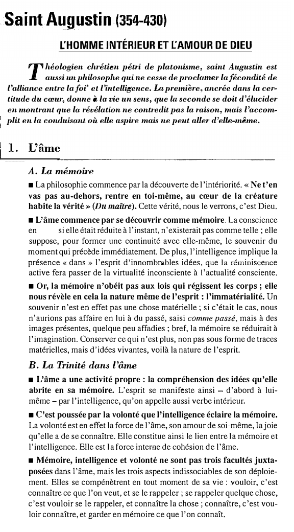 Prévisualisation du document Saint Augustin (354-430): L'HOMME INTÉRIEUR ET L'AMOUR DE DIEU