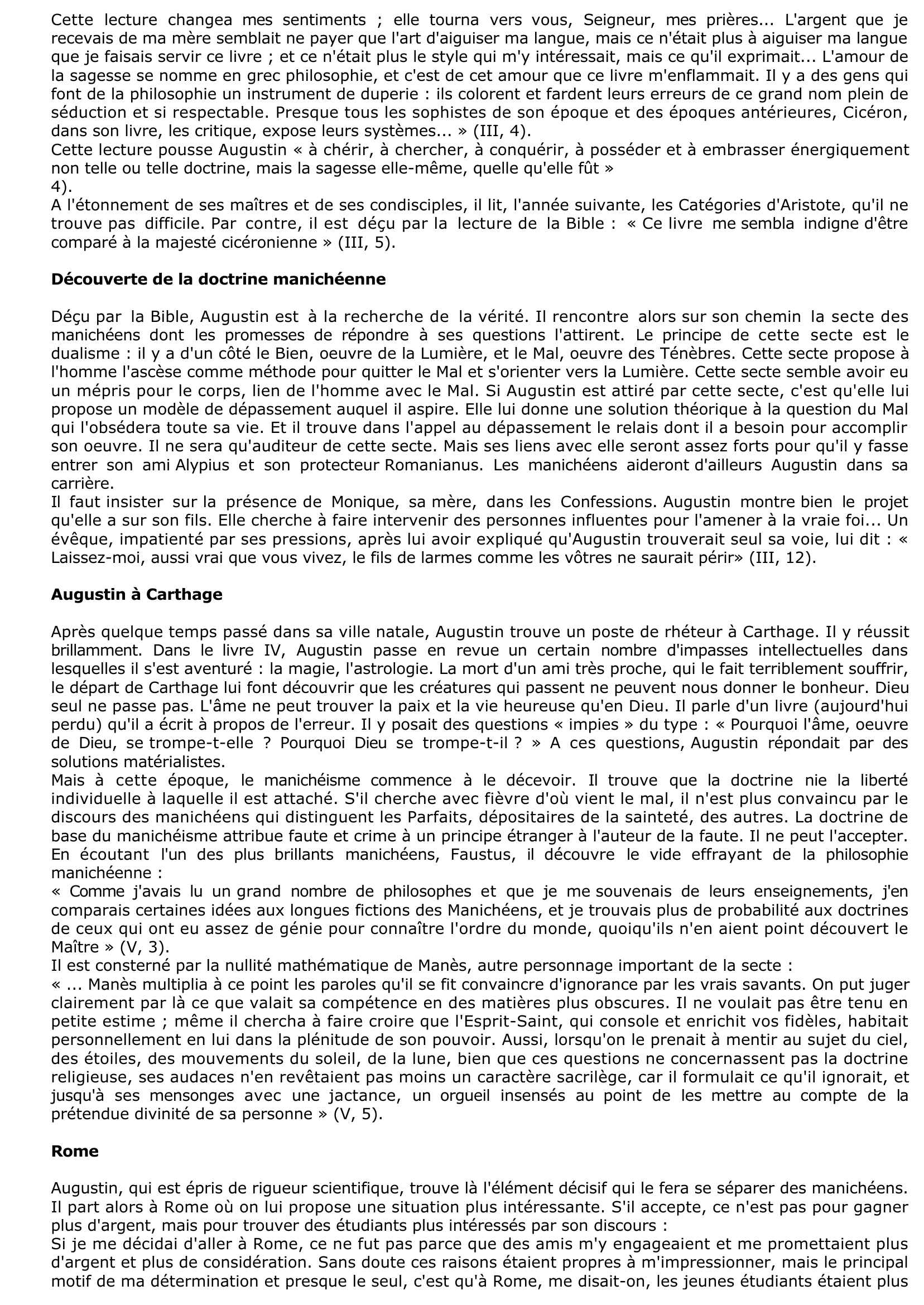 Prévisualisation du document SAINT AUGUSTIN : CONFESSIONS (Résumé & Analyse)