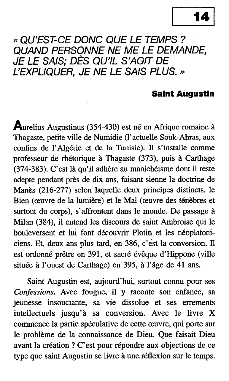 Prévisualisation du document Saint-Augustin: De la nature du temps