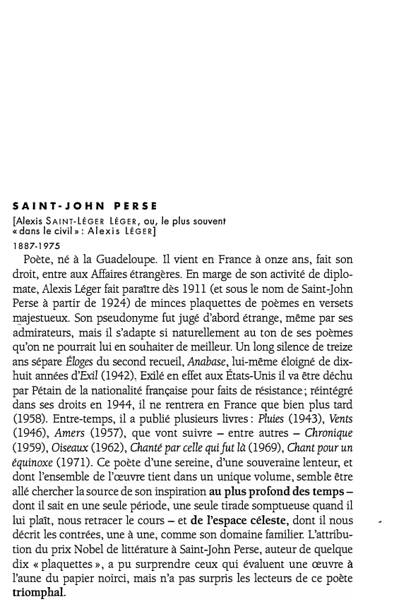 Prévisualisation du document SAINT-JOHN PERSE: vie et oeuvre