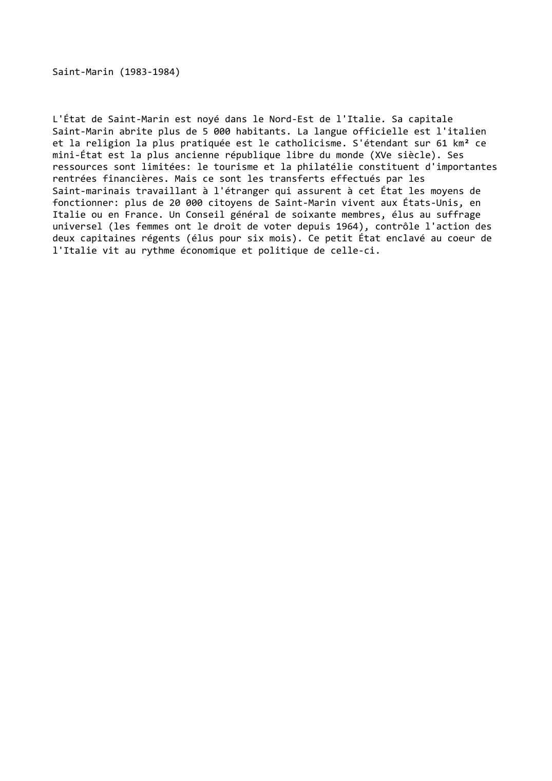 Prévisualisation du document Saint-Marin (1983-1984)