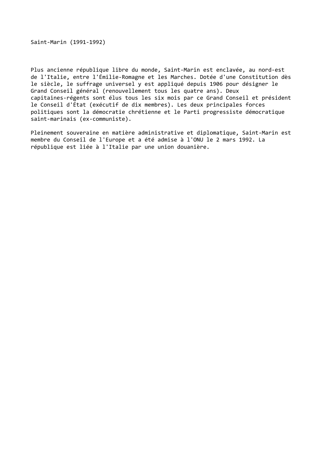 Prévisualisation du document Saint-Marin (1991-1992)