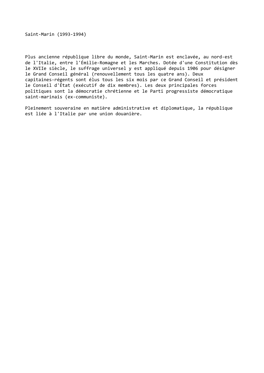 Prévisualisation du document Saint-Marin (1993-1994)