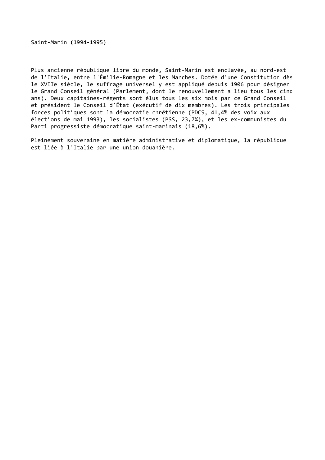 Prévisualisation du document Saint-Marin (1994-1995)