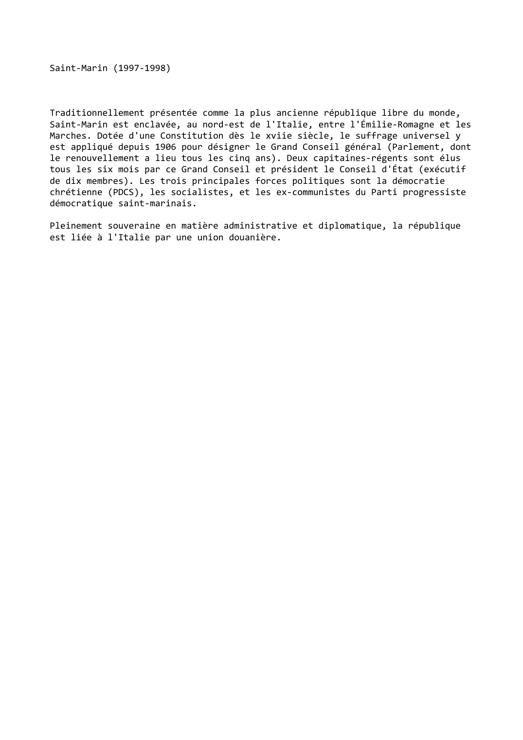 Prévisualisation du document Saint-Marin (1997-1998)