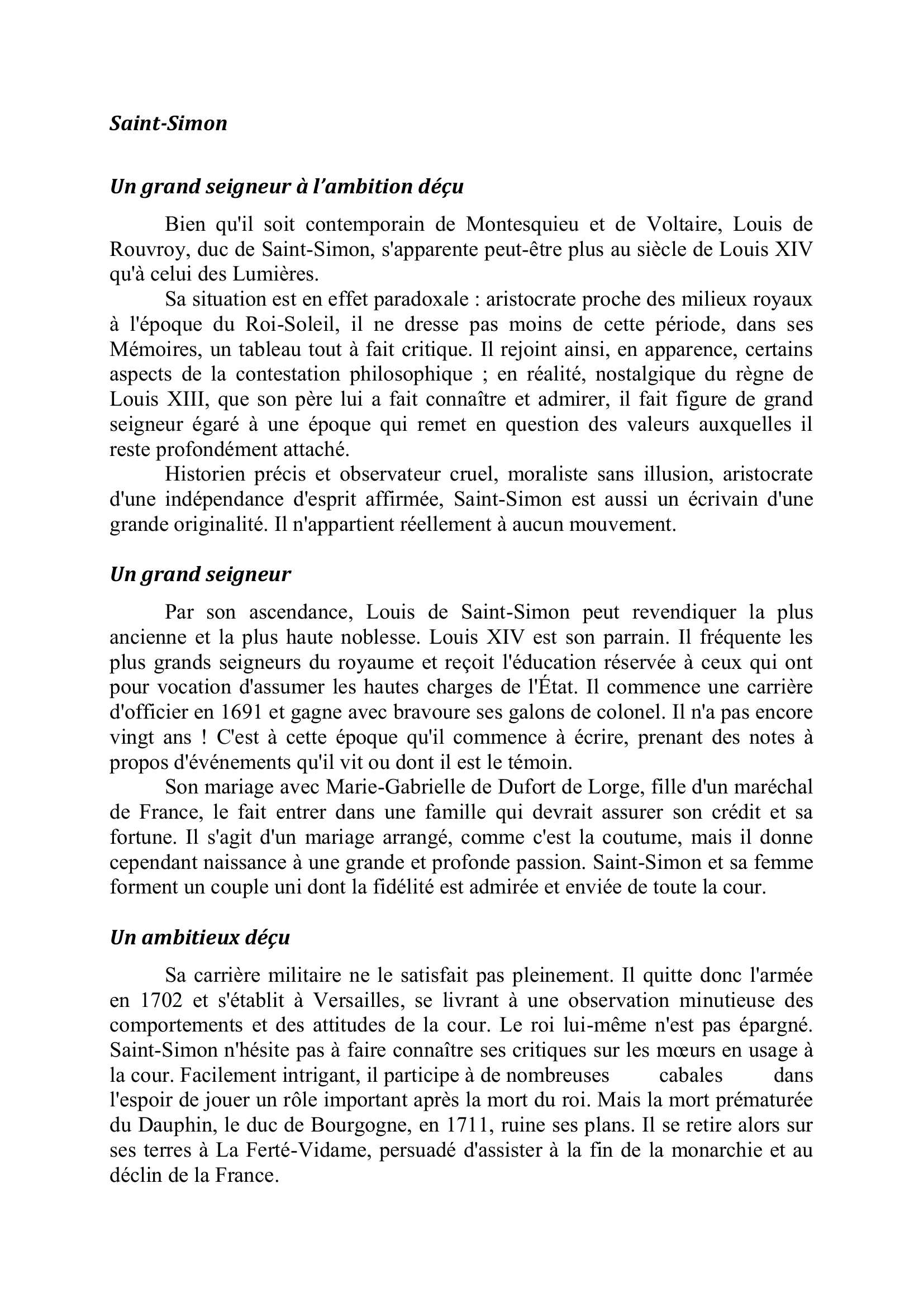 Prévisualisation du document Saint-Simon (1675-1755) – Mémoires « La révocation de l'édit de Nantes »  Commentaire composé