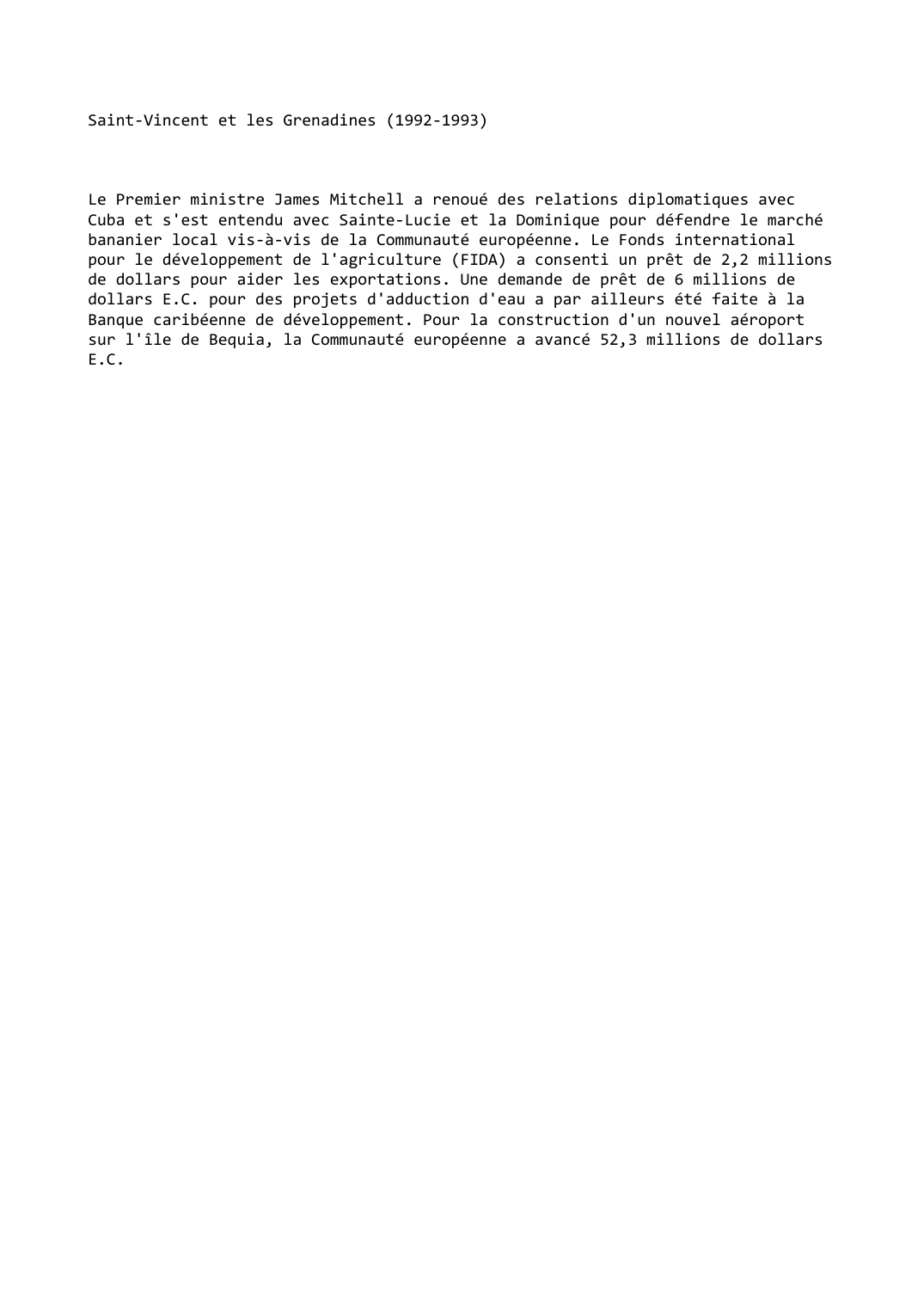 Prévisualisation du document Saint-Vincent et les Grenadines (1992-1993)