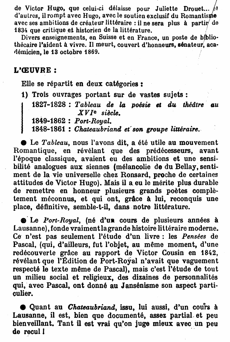 Prévisualisation du document SAINTE-BEUVE : 1804-1869. Vie et oeuvre