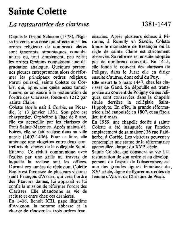 Prévisualisation du document Sainte ColetteLa restauratrice des clarisses.