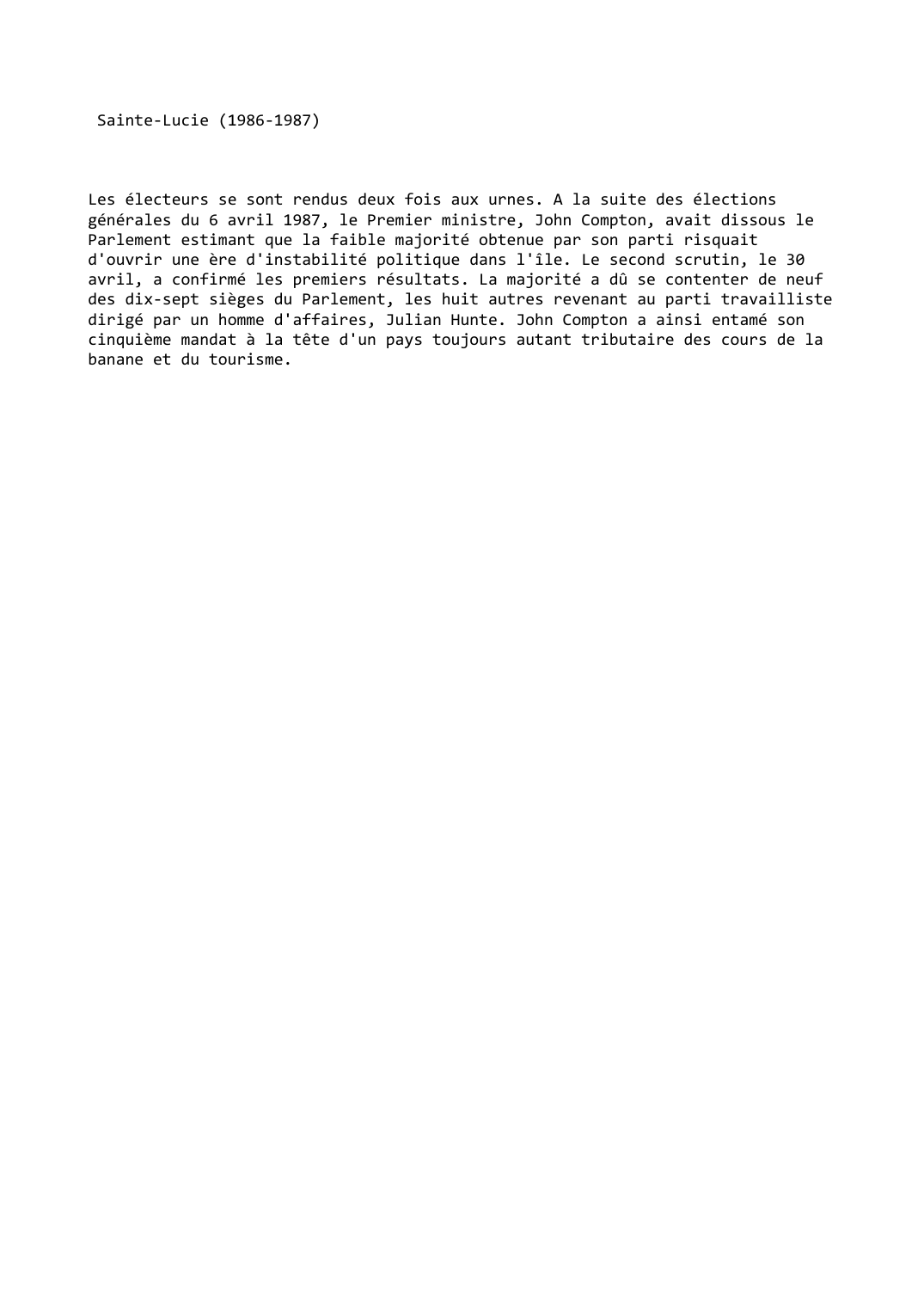 Prévisualisation du document Sainte-Lucie (1986-1987)