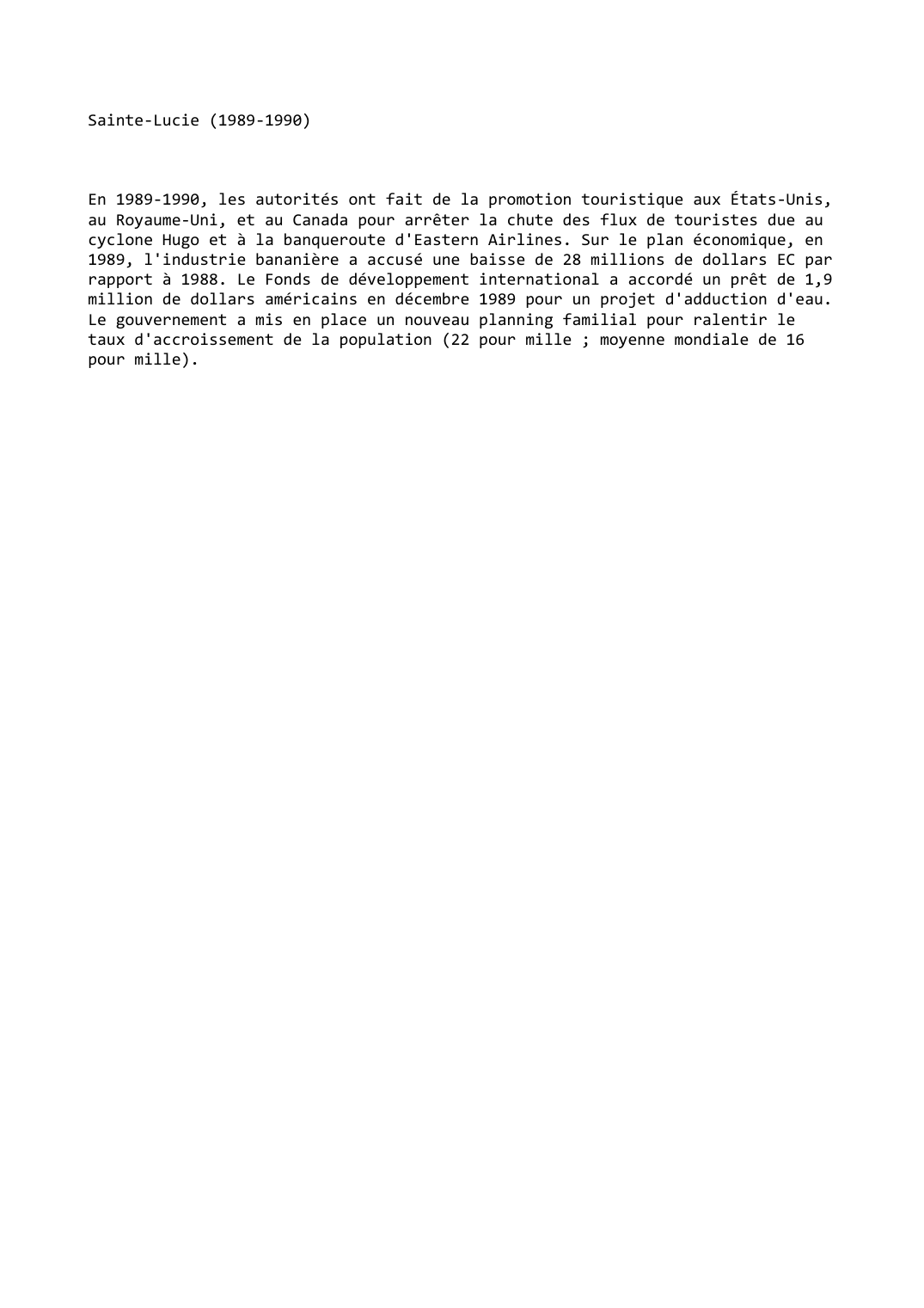 Prévisualisation du document Sainte-Lucie (1989-1990)