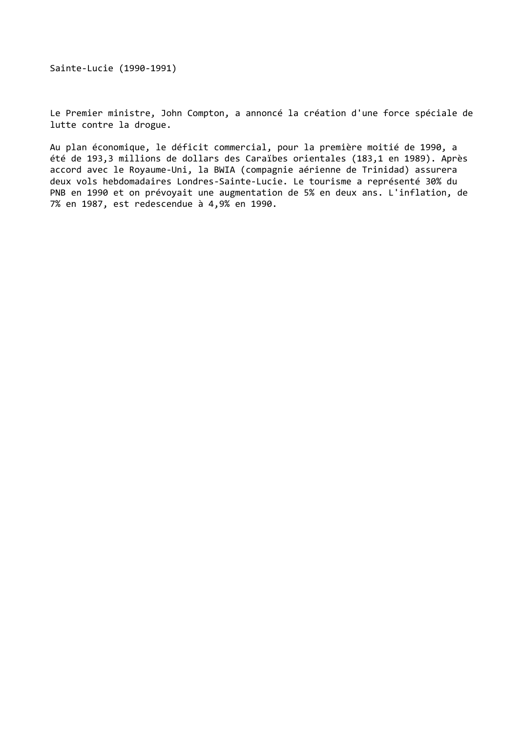 Prévisualisation du document Sainte-Lucie (1990-1991)